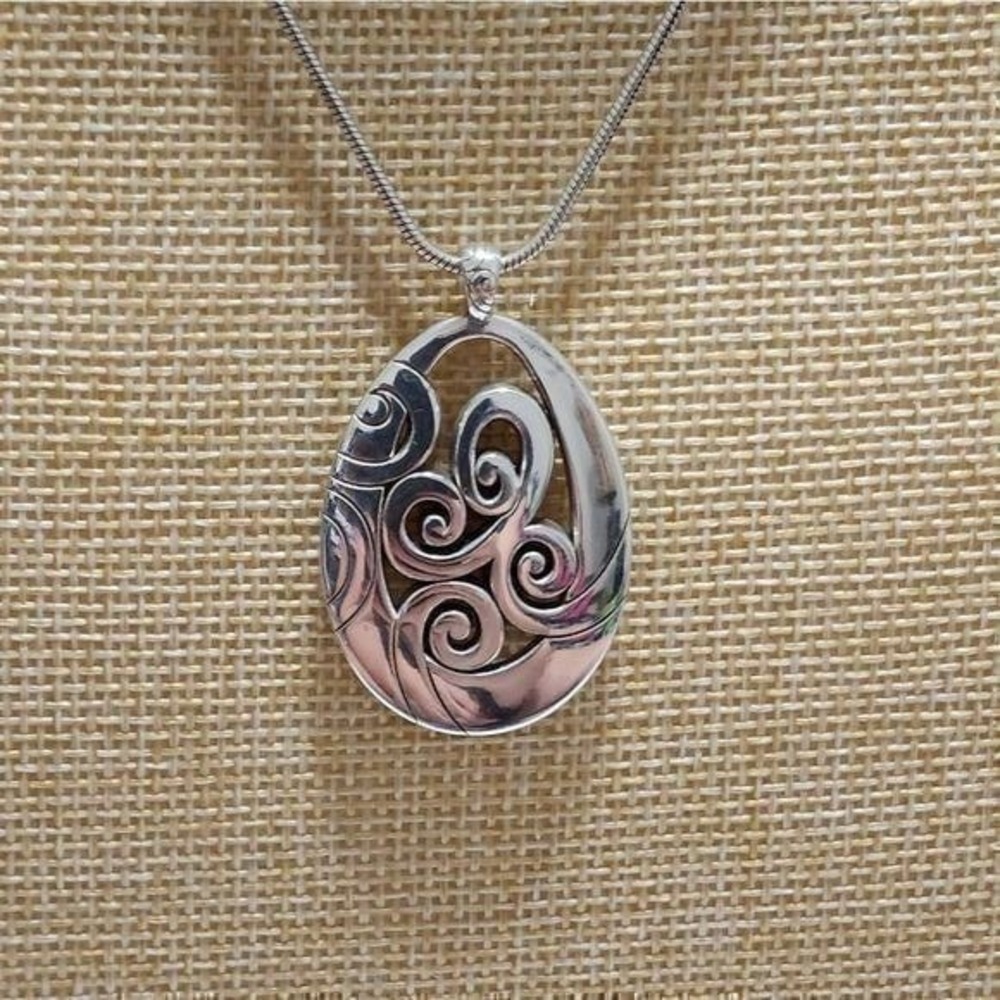 Brighton Silver‎ Plated Necklace Swirl Design Drop Pendant Mingle swirl